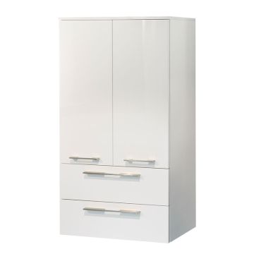Badea Mittelschrank 70 cm, 2 Türen, 2 Auszüge, 2 Glaseinlegeböden, Abdeckplatte