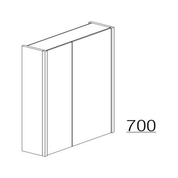 Badea Spiegelschrank 50cm mit seitlicher Beleuchtung, bemaßte Skizze