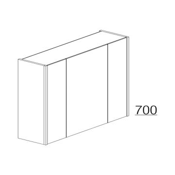 Badea Spiegelschrank 70 cm mit seitlicher Beleuchtung, bemaßte Skizze
