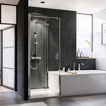 Breuer Panorama Duschtür mit verk. Seitenwand - 80 x 80 cm Drehfalttür