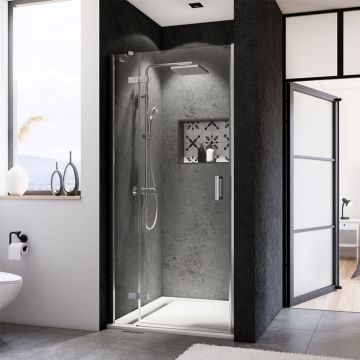 Breuer Panorama Duschtür für Nische - 100 cm Drehtür mit Festteil Ambiente 1