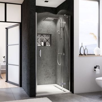 Breuer Panorama Duschtür für Nische - 100 cm Drehtür mit Festteil Ambiente 1
