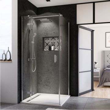 Breuer Panorama Duschtür mit Seitenwand - 80 x 80 cm Drehtür