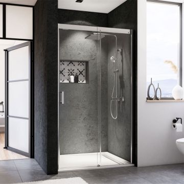 Breuer Panorama Duschtür für Nische - 160 cm Schiebetür mit Festteil