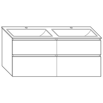 Burgbad Accura Doppelwaschtisch mit Unterschrank Set 142 cm Skizze