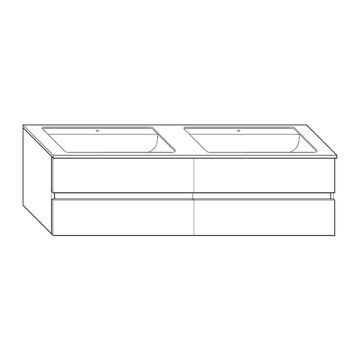Burgbad Bel Mineralguss-Doppelwaschtisch mit Unterschrank 142 cm Skizze