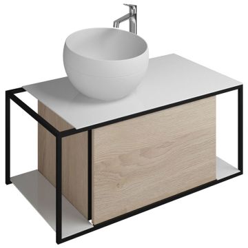 Burgbad Junit Mineralguss-Waschtisch mit Unterschrank 90 cm