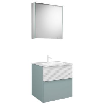 Burgbad Fiumo Badmöbel Set 1 - 62 cm, Eisblau mit