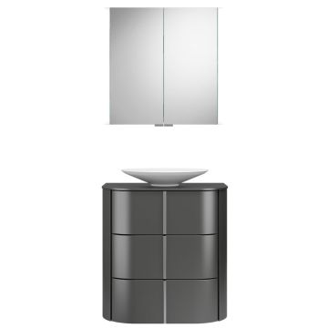 Burgbad Lavo 2.0 Badmöbel Set 45 - 72 cm, Spiegelschrank, Mineralguss-Aufsatzbec