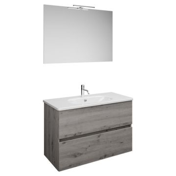 Burgbad Rocio Badmöbel Set 100 cm Eiche Dekor Silber