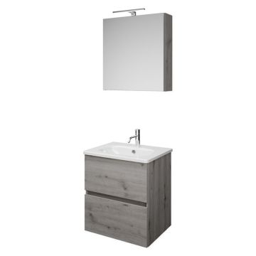 Burgbad Rocio Badmöbel Set 60 cm Eiche Dekor Silber