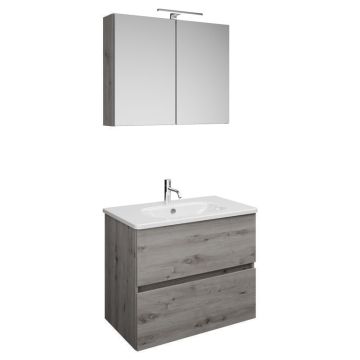 Burgbad Rocio Badmöbel Set 80 cm Eiche Dekor Silber