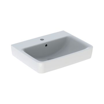 Geberit Renova Plan Aufsatz-Waschtisch Hahnloch, Überlauf, Ablagefläche, weiß