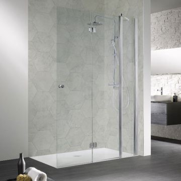 HSK Walk In Exklusiv - Drehfalttür + Festelement Skizze