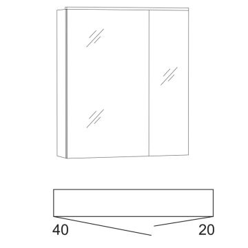 Marlin 3040city Spiegelschrank - 60 cm Skizze
