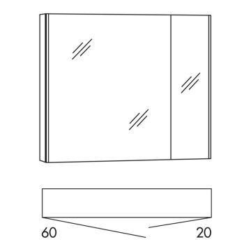 Marlin Bad 3060 Spiegelschrank - 80 cm Skizze
