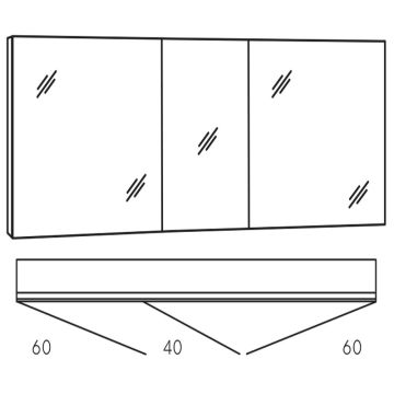 Marlin Bad 3980 Spiegelschrank - 160 cm Skizze