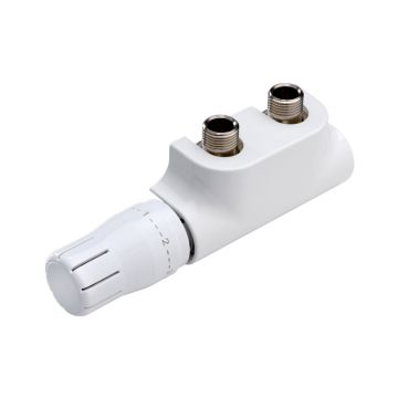 Nordholm Anschlussarmaturen Twin Reg 200, Weiß, Thermostat-Ventil Eckversion