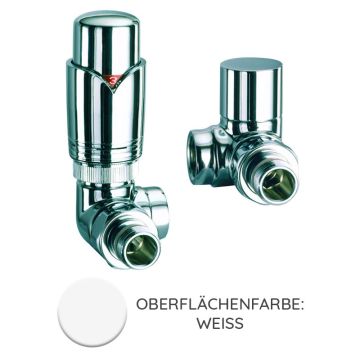 Nordholm Design-Armaturen Set, Weiß, Winkel-Eck, Thermostat im Vorlauf links