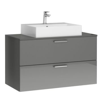 Nobilia On Top Mineralguss-Aufsatzwaschtisch mit Unterschrank Set 100 cm