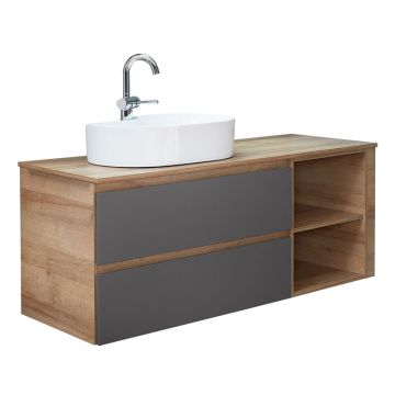 Pelipal PCON Aufsatzbecken mit Waschtischplatte und Unterschrank 141 cm