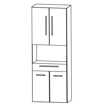 Puris Kera Plan Hochschrank 60 cm, 4 Türen, offenes Fach Skizze
