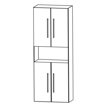 Puris Kera Plan Hochschrank 60 cm, 4 Türen, offenes Fach Skizze