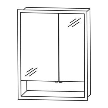 Puris Kera Plan Spiegelschrank - 65,1 cm, Einbauspiegelschrank Skizze