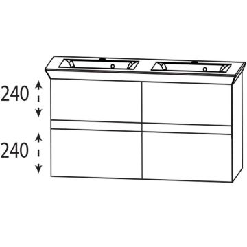 Puris Kera Plan Waschtisch mit Unterschrank - 126 cm Skizze