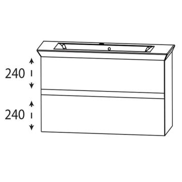 Puris Kera Plan Waschtisch mit Unterschrank - 96 cm Skizze