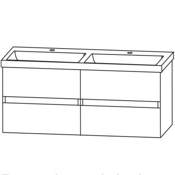 Puris Kera Plan Waschtisch mit Unterschrank - 122 cm Skizze