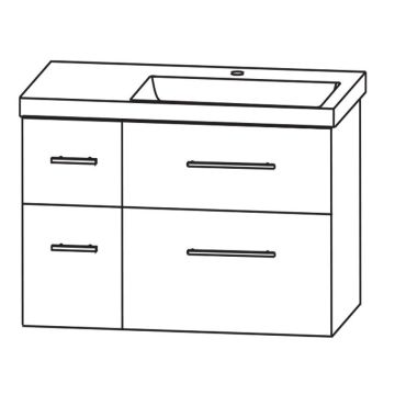 Puris Kera Plan Waschtisch mit Unterschrank - 92 cm Skizze