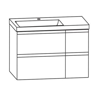 Puris Kera Plan Waschtisch mit Unterschrank - 92 cm Skizze