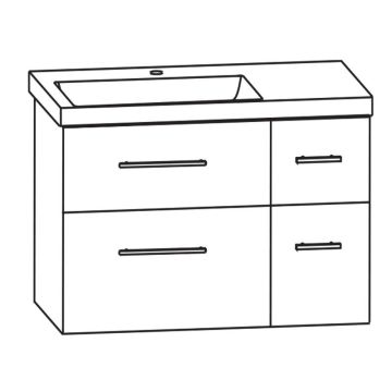 Puris Kera Plan Waschtisch mit Unterschrank - 92 cm Skizze