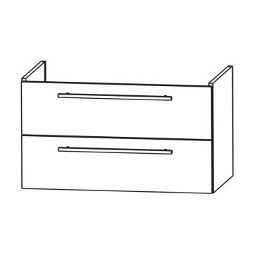 Puris Kera Plan Waschtischunterschrank - 90 cm, Geberit myDay 1000 Skizze