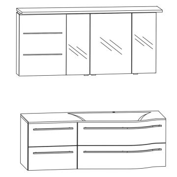 Puris Swing Badmöbel Set 140 cm Variante links Skizze