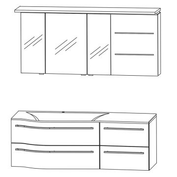 Puris Swing Badmöbel Set 140 cm Variante rechts Skizze