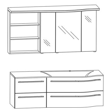 Puris Swing Badmöbel Set 140 cm links Skizze