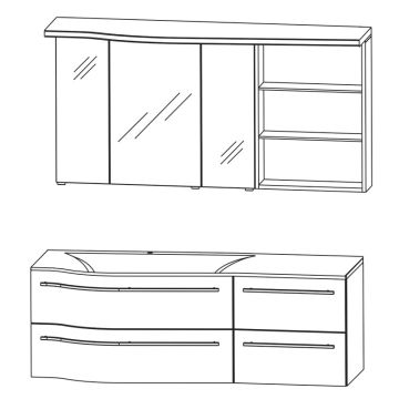 Puris Swing Badmöbel Set 140 cm rechts Skizze