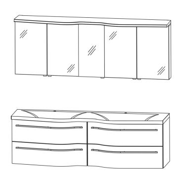 Puris Swing Badmöbel Set 180 cm mit Skizze