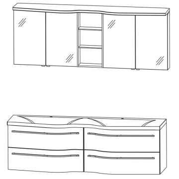 Puris Swing Badmöbel Set 180 cm Skizze