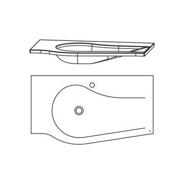Puris Swing Glas Waschtisch 90 cm Skizze