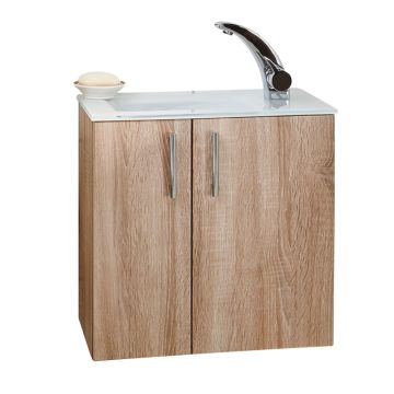 Puris For Guests Glas Waschtisch mit Unterschrank 50 cm