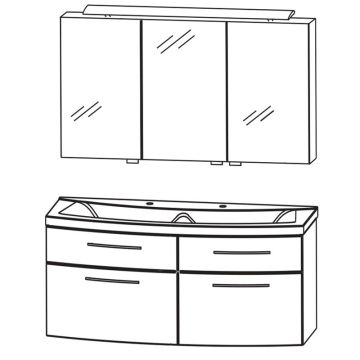 Puris Classic Line Badmöbel Set 5 - 141,2 cm Skizze