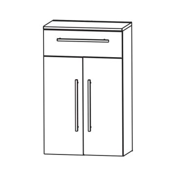 Puris Fresh Highboard 60 cm, mit 2 Türen, 1 Schubkasten Skizze