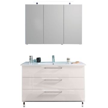 Puris Quada Badmöbel Set 1-4 -122 cm, Spiegelschrank Aufsatzleuchte