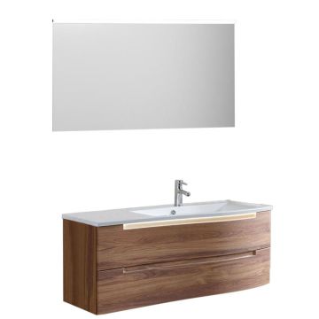 Puris Purefaction Badmöbel Set 3 - 121 cm 2 Auszüge, Flächenspiegel