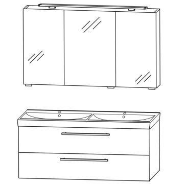 Puris Protection1 Badmöbel Set 16 - 121 cm Skizze