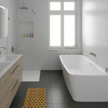 Riho Freistehende Badewanne Adore Back2Wall - Acryl - 180 x 86 cm, Farbe: Weiß