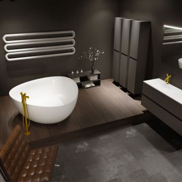 Riho Freistehende Badewanne Oviedo - Solid Surface - 160 / 160, weiß matt